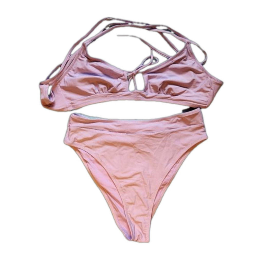 3/$25 Cupshe pastel lavender purple bikini size XL tie back adjustable fit NWT